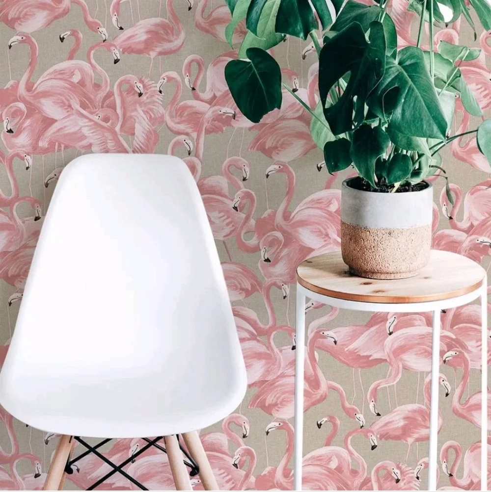 Tempaper & Co. Flamingo Removable Peel and Stick Wallpaper, Ballerina Pink, 28